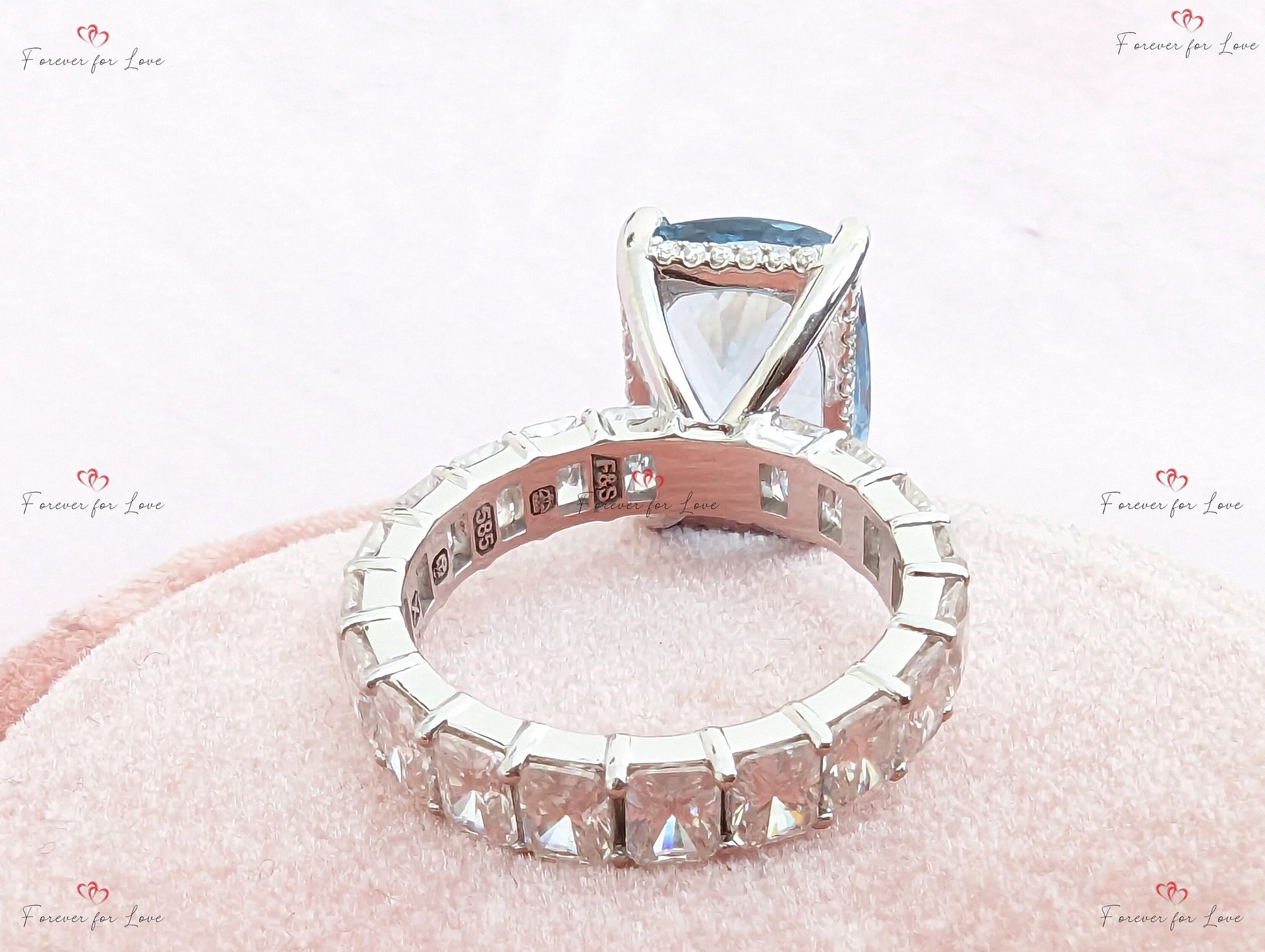 Radiant Diamond, Aquamarine Engagement Ring