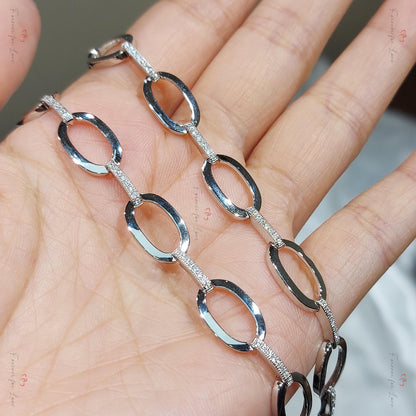 Halskette aus 14 Karat Massivgold, Gliederkette, zarte Eisketten-Halskette aus Gold, echte Diamant-Pavé-Halskette/Diamant-Kettenhalskette, Jubiläumsgeschenk.