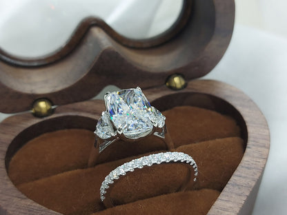 4.6 Ct Cushion Moissanite Three Stone Ring