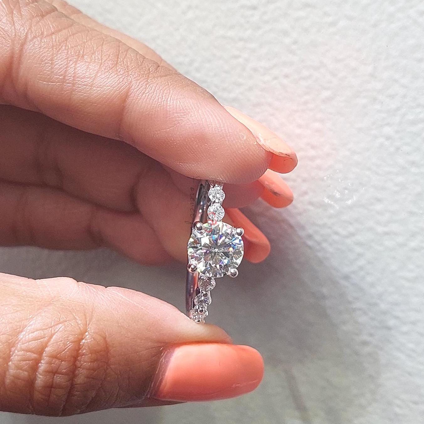 2 Ct Round Lab Diamond Solitaire Ring - D VVS2 Round cut Moissanite engagement ring in Gold or Platinum — custom handcrafted by Forever For Love