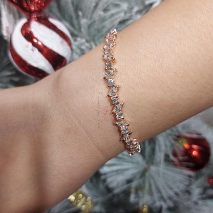 Wechselndes Marquise Tennisarmband, 10 Karat rundes Tennisarmband, Roségold Armband Geschenk für sie. Weihnachtsgeschenk für sie.