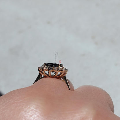 Oval Blue Diamond, Sapphire Engagement Ring