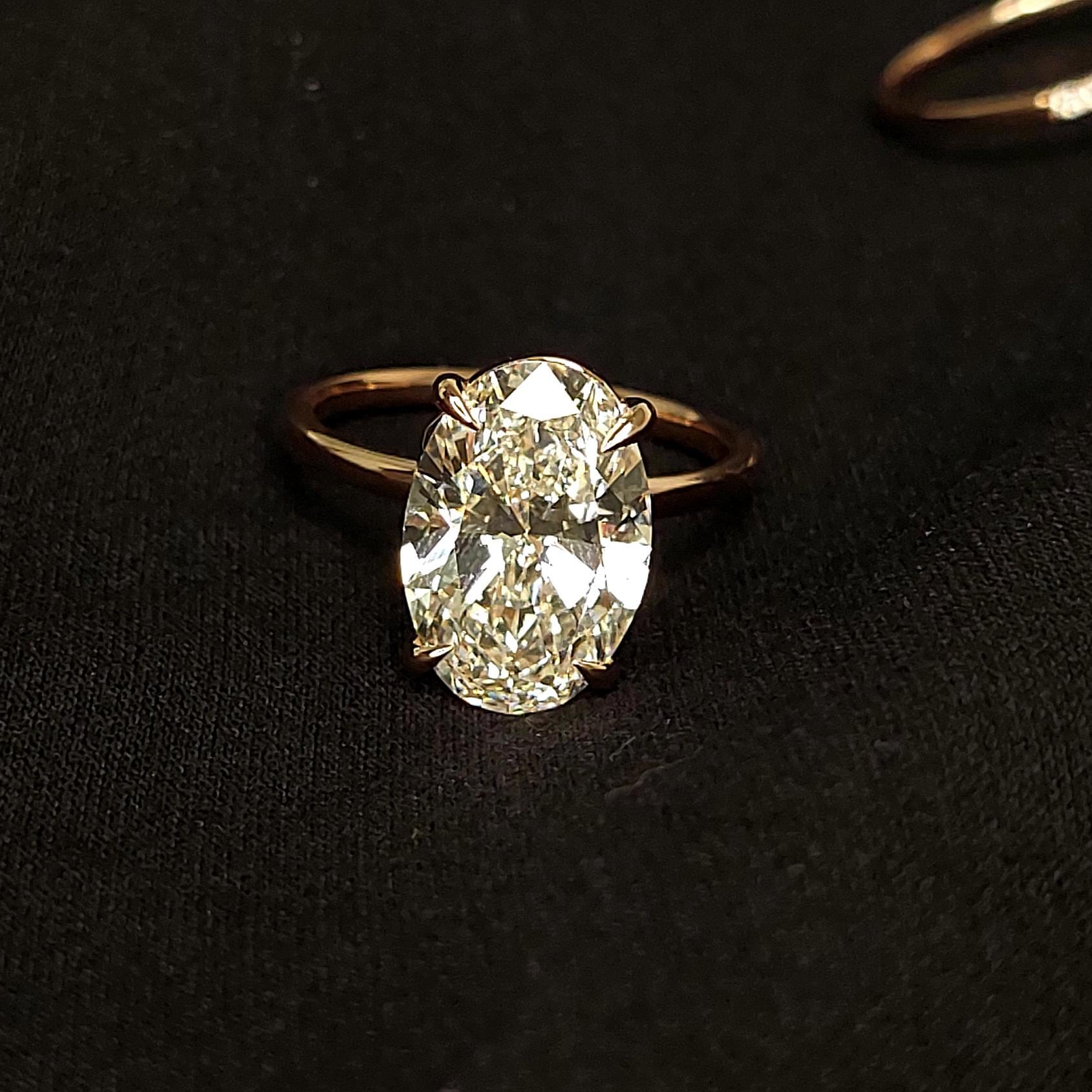 4 Ct IGI Certified Oval Lab Diamond Solitaire Engagement Ring