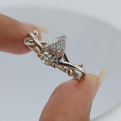 3 Ct IGI Certified Pear Lab Diamond Engagement Ring