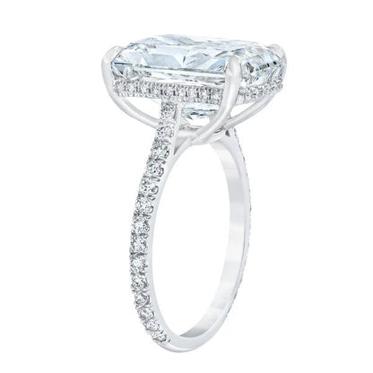 Radiant Cut Moissanite Engagement Ring, 4 ct Moissanite Ring, Pave Diamond Ring,Modern Engagement Ring.
