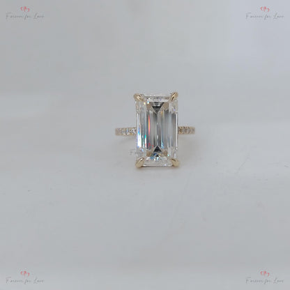 5 Ct Emerald Diamond, Moissanite, Emerald Solitaire Engagement Ring