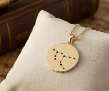 14k Massivgold Himmelskonstellation Halskette, personalisierter Massivgold Anhänger, Astrologie Halskette, Geburtstagsgeschenk