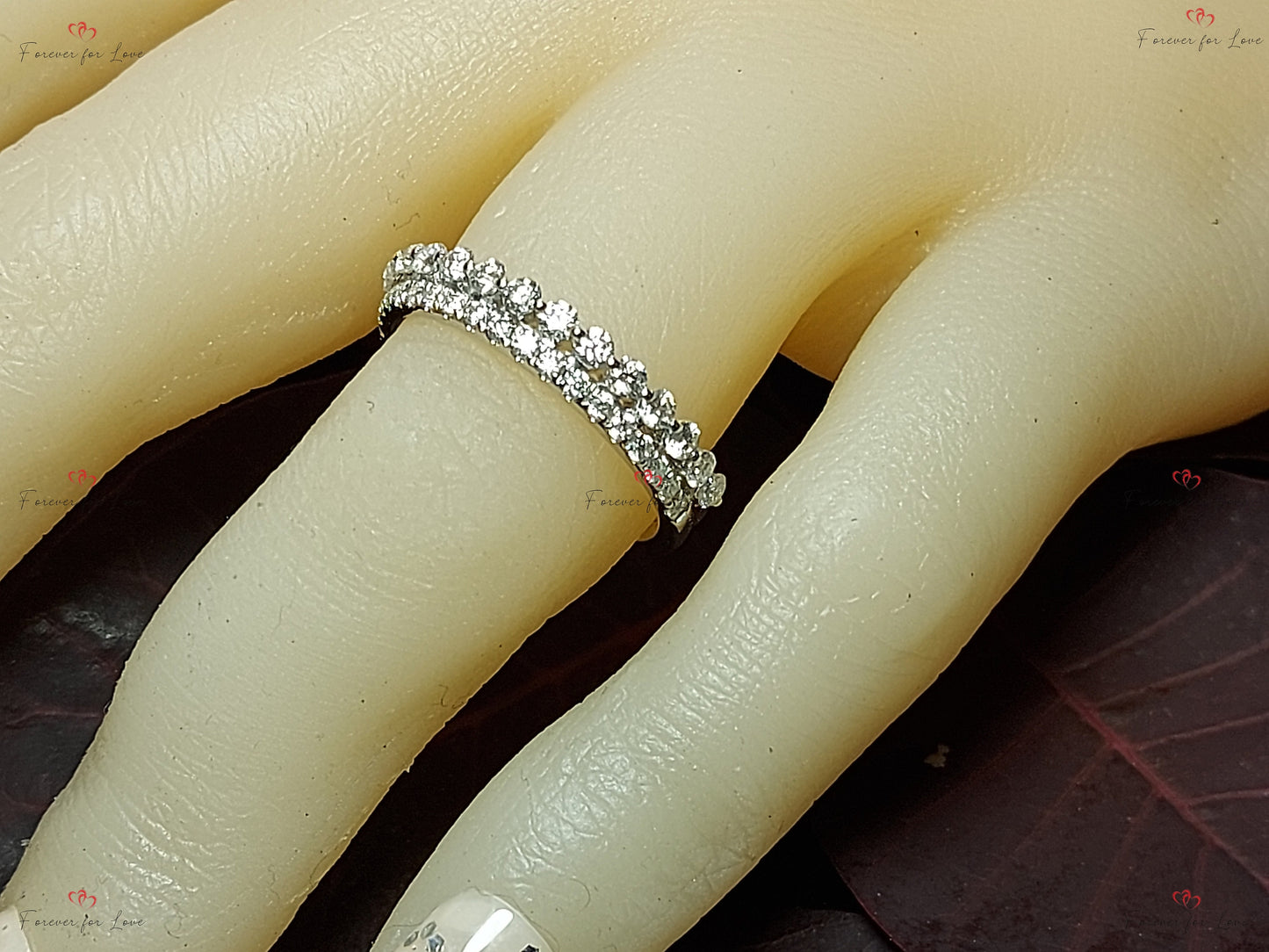 Vintage Moissanite Round cut Wedding Band half eternity promise ring Rose Gold engagement band Women anniversary band ring Round cut Moissanite Brilliant Cut engagement ring in 935 Argentium Silver — custom handcrafted by Forever For Love