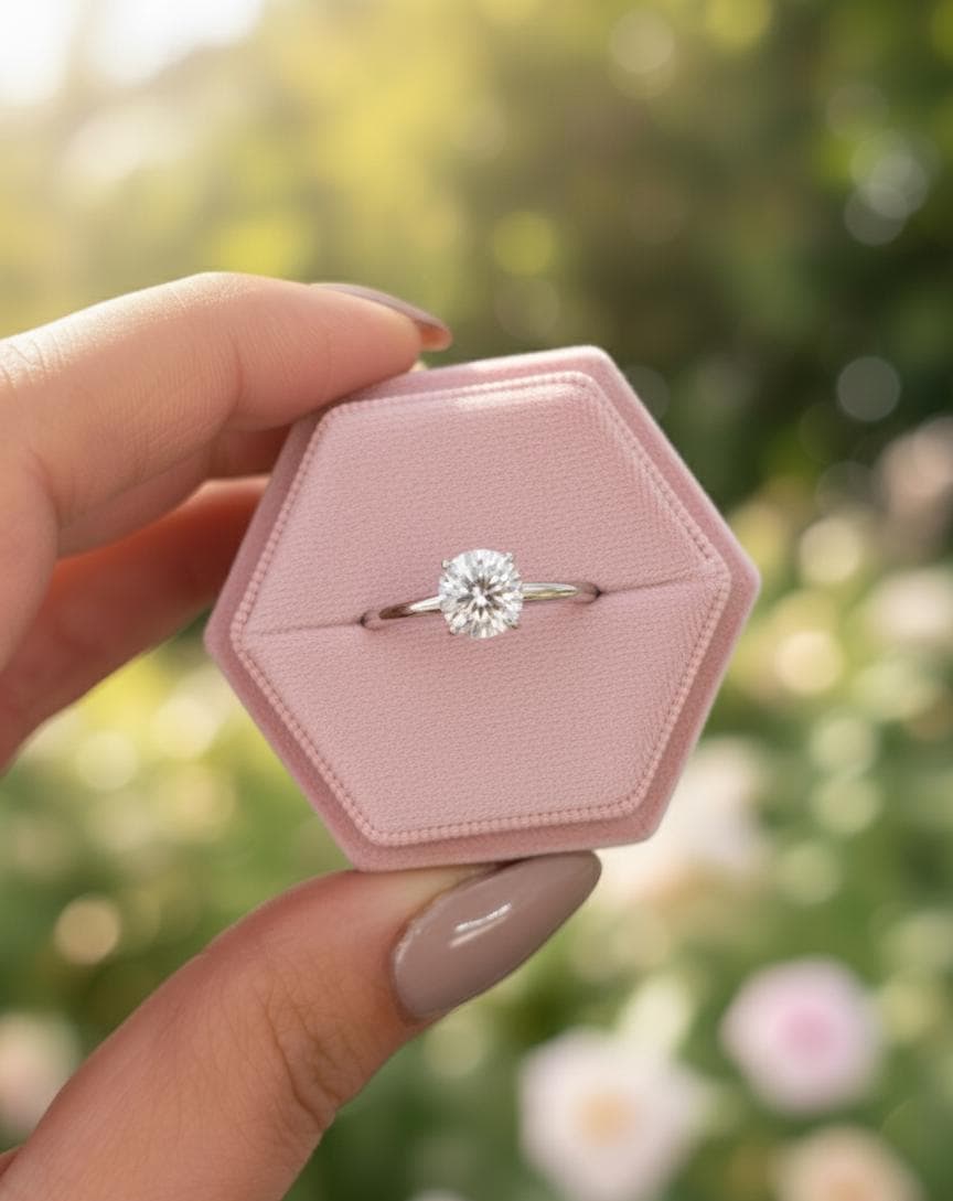 1 Ct Round Lab Diamond Solitaire Engagement Ring