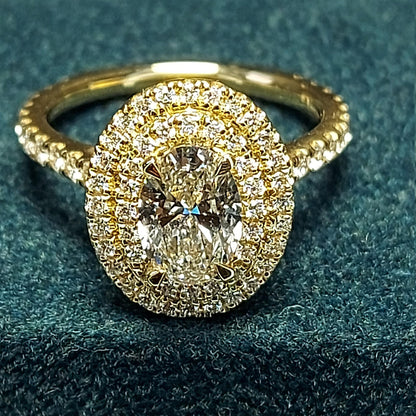 IGI Certified Oval Lab Diamond Halo Engagement Ring