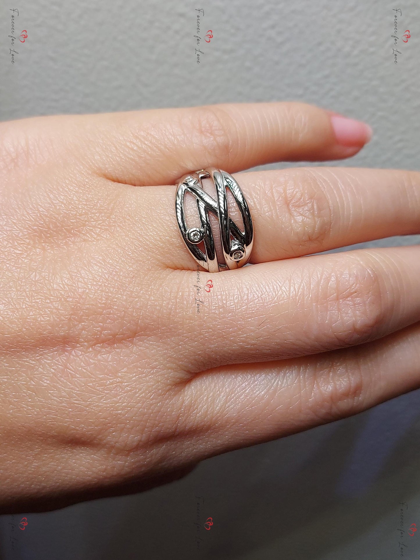 Vintage Natural Round Diamond Wedding Band in Solid Gold/ Platinum Ring, Wedding Anniversary Ring, Promise Ring, Vine leaf Ring. Round cut Moissanite Brilliant Cut engagement ring in 935 Argentium Silver — custom handcrafted by Forever For Love