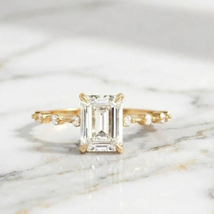 3 Ct IGI Certified Emerald Lab Diamond Engagement Ring