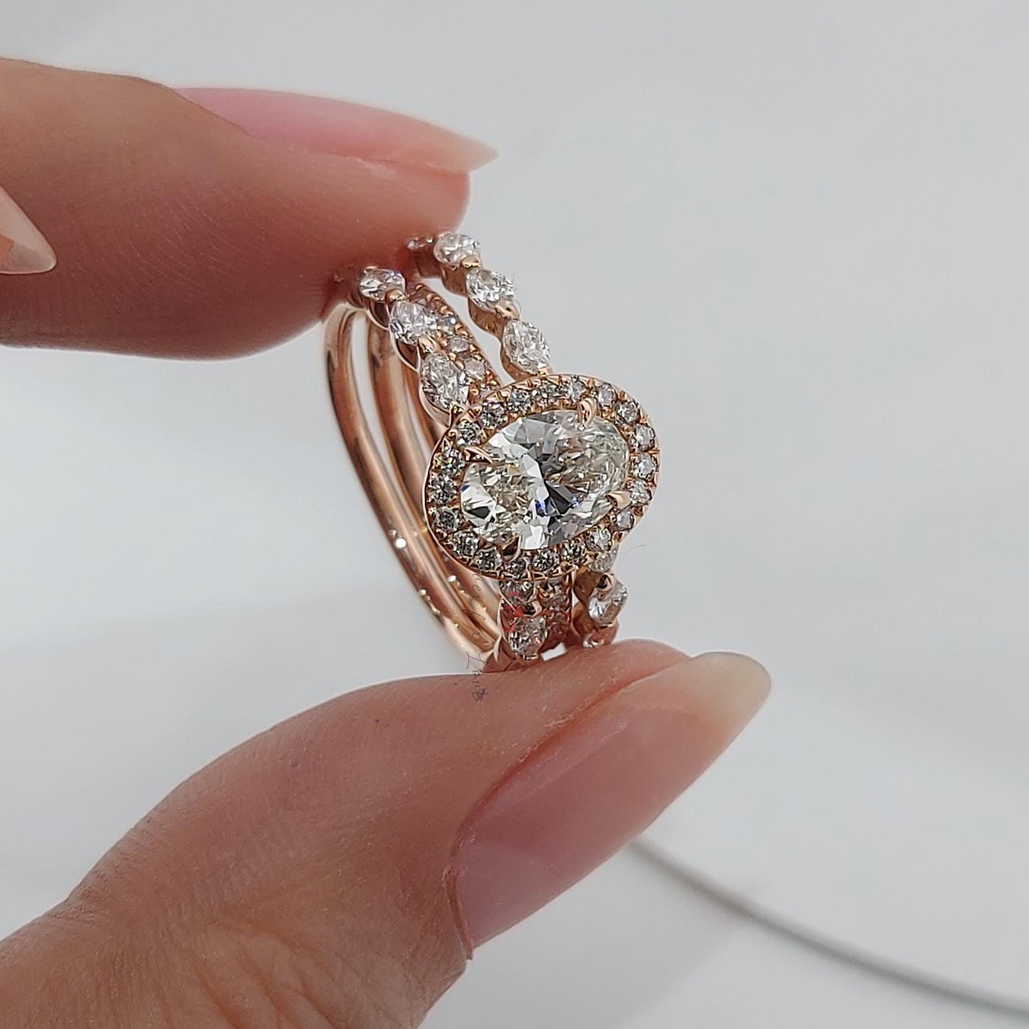 4.5 Ct Oval Natural Diamond Halo Engagement Ring Oval cut Moissanite Brilliant Cut engagement ring in 935 Argentium Silver — custom handcrafted by Forever For Love