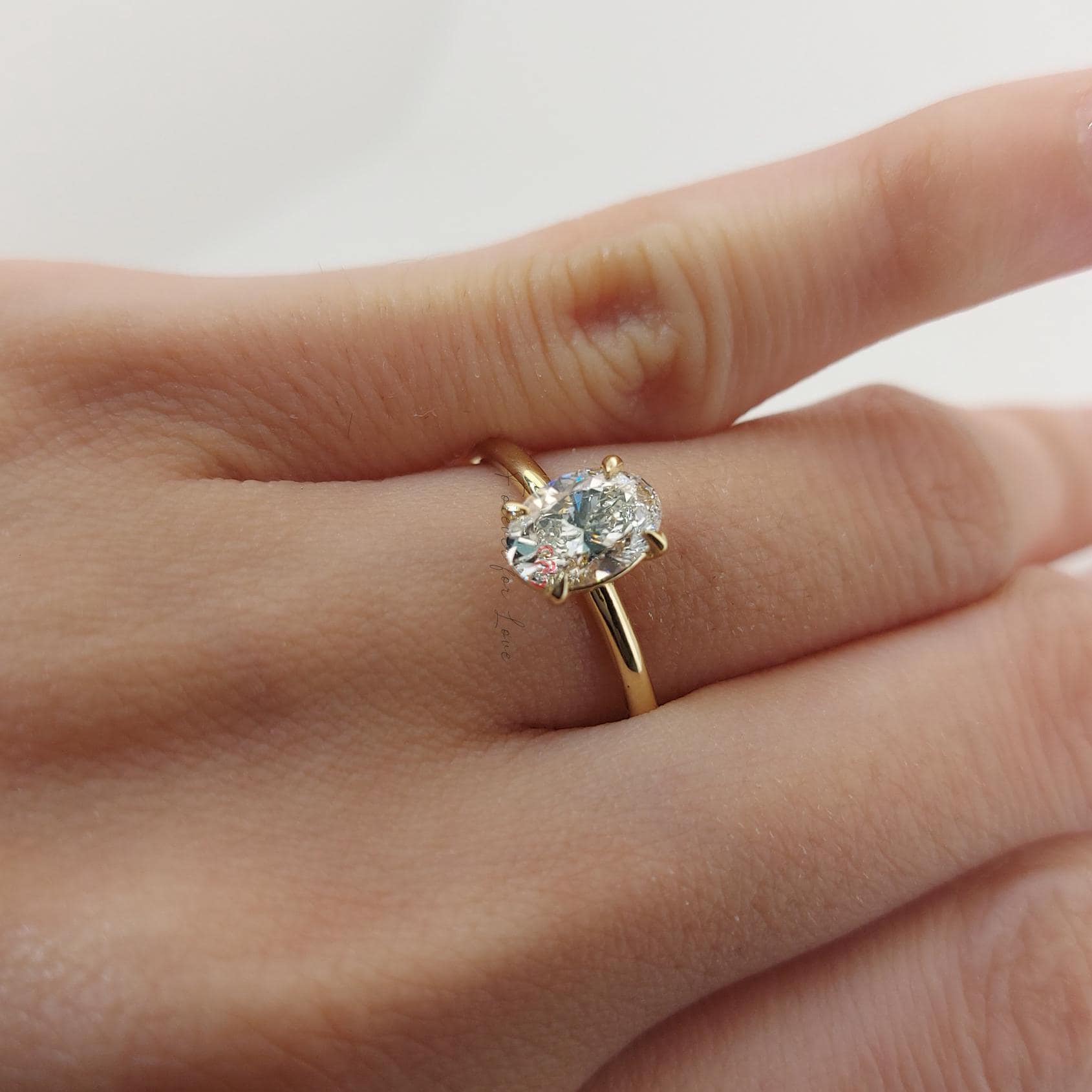 1 Ct Oval Lab Diamond Solitaire Engagement Ring