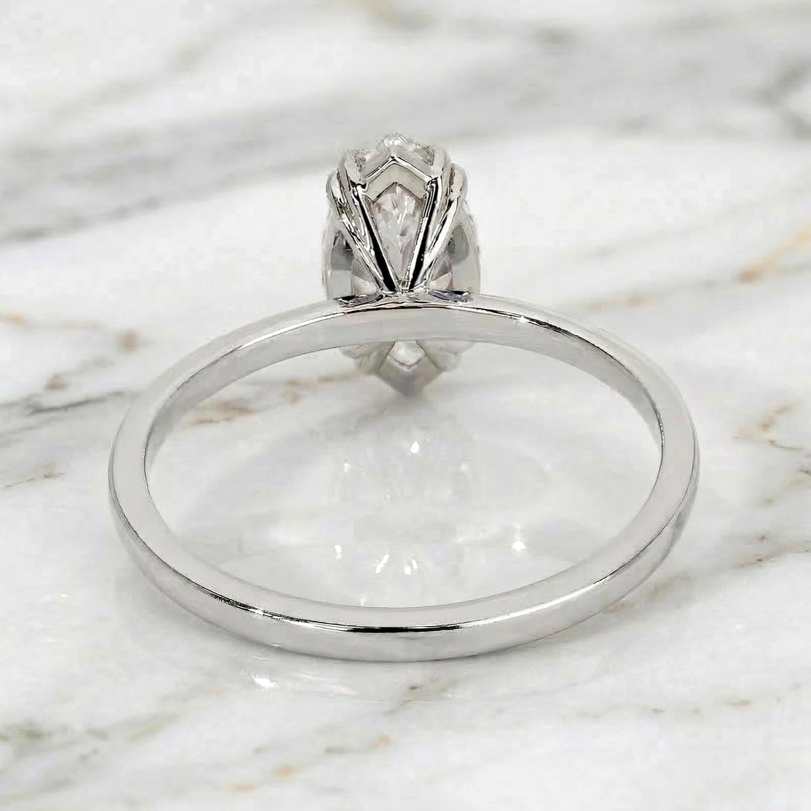 Marquise Lab Diamond Solitaire Engagement Ring