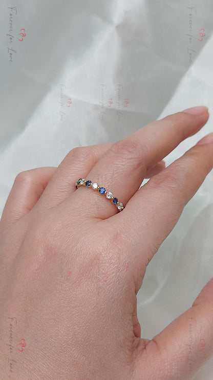 Round Diamond, Sapphire Eternity Band