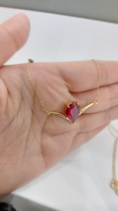 Mangalsutra de perles rubis et noires, Collier chaîne en or, Bijoux perlés faits main, Collier de mariage Véritable collier rubis, cadeau pour elle.
