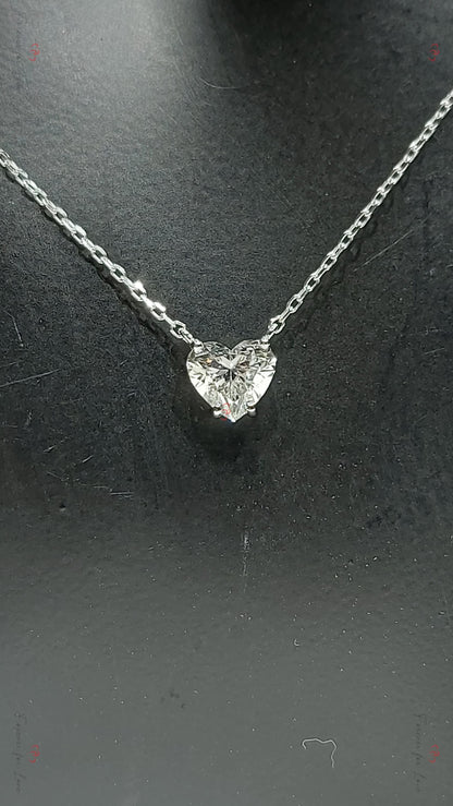 1 Karat zertifizierte Herz Diamantkette, 14 Karat Gelbgold, zarte minimalistische Herz-Anhänger, Diamant-Halskette für Damen, besonderes Geschenk für Sie.