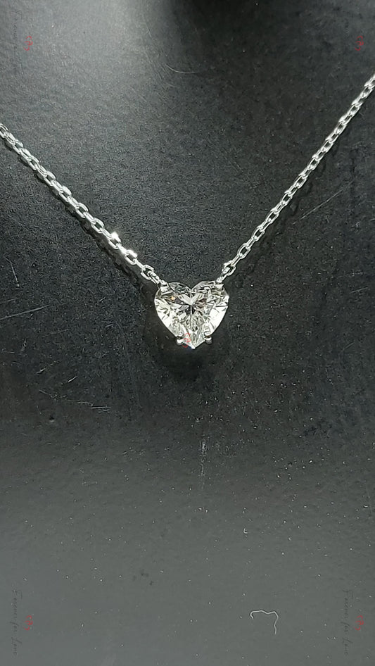 1 Carat Certified Heart diamond Necklace, 14k Yellow Gold, Dainty Minimalist Heart Pendant, Diamond Womens Necklace, Special Gift For Her.