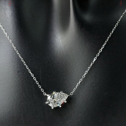 Pear diamond Necklace, 14k Yellow Gold, Dainty Minimalist Pear Pendant, Lab Diamond Womens Necklace, Special Gift For Her.