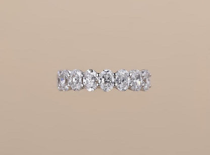 Oval Lab Grown Diamond Anniversary Band, Seven Stone Band for Her, CVD Diamond Wedding Half Eternity Band, Oval Matching Band for Gift