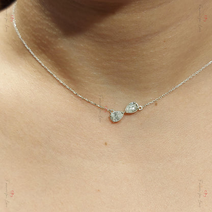 Forever-Anhänger, unendliche Liebe, Birnen-Diamant-Halskette, 14 Karat Gelbgold, zierlicher, minimalistischer Birnen-Anhänger, echter Diamant, besonderes Geschenk für sie.