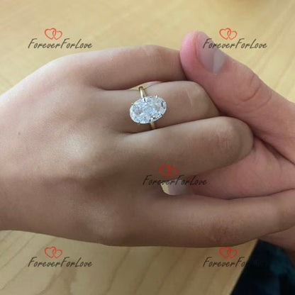 4 Ct Oval Diamond, Moissanite Halo Engagement Ring