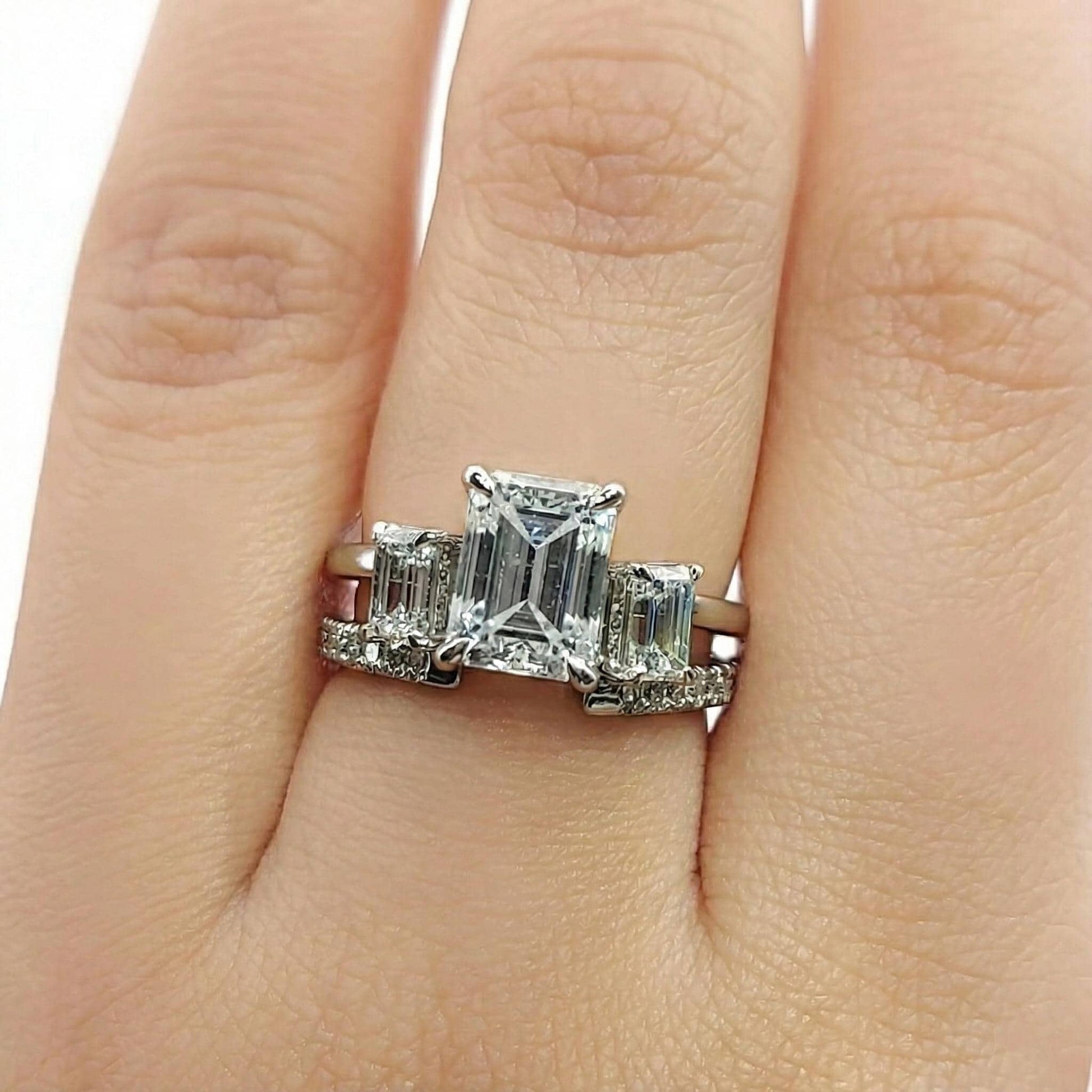 Emerald Lab Diamond Engagement Ring