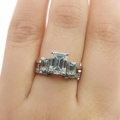 Emerald Lab Diamond Engagement Ring