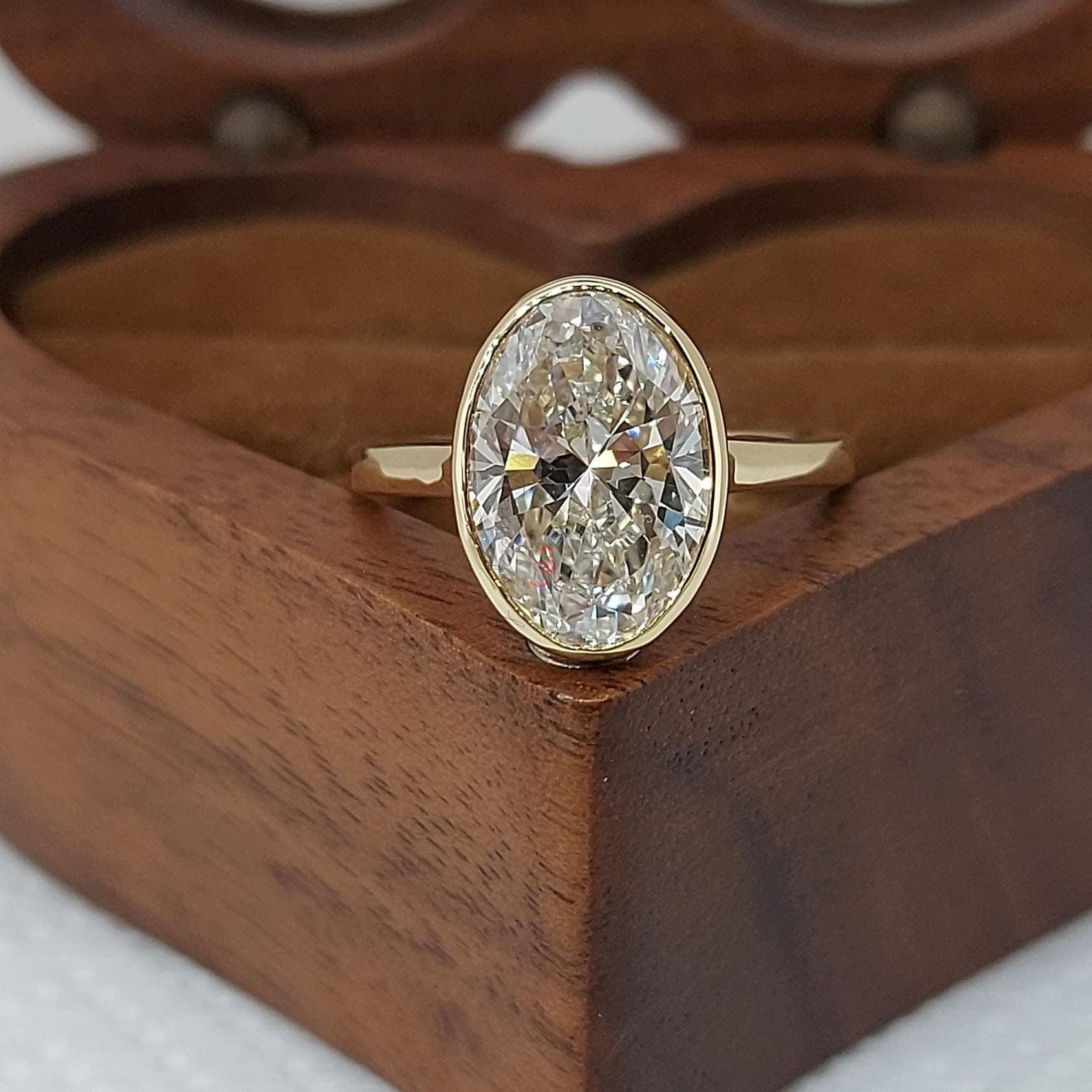 3Ct D VVS1 IGI certified lab grown Oval diamond engagement ring lab created diamond with bezel engagement ring, proposal ring promise Ring