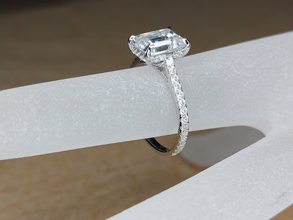 3 Ct Emerald Moissanite, Emerald Solitaire Engagement Ring