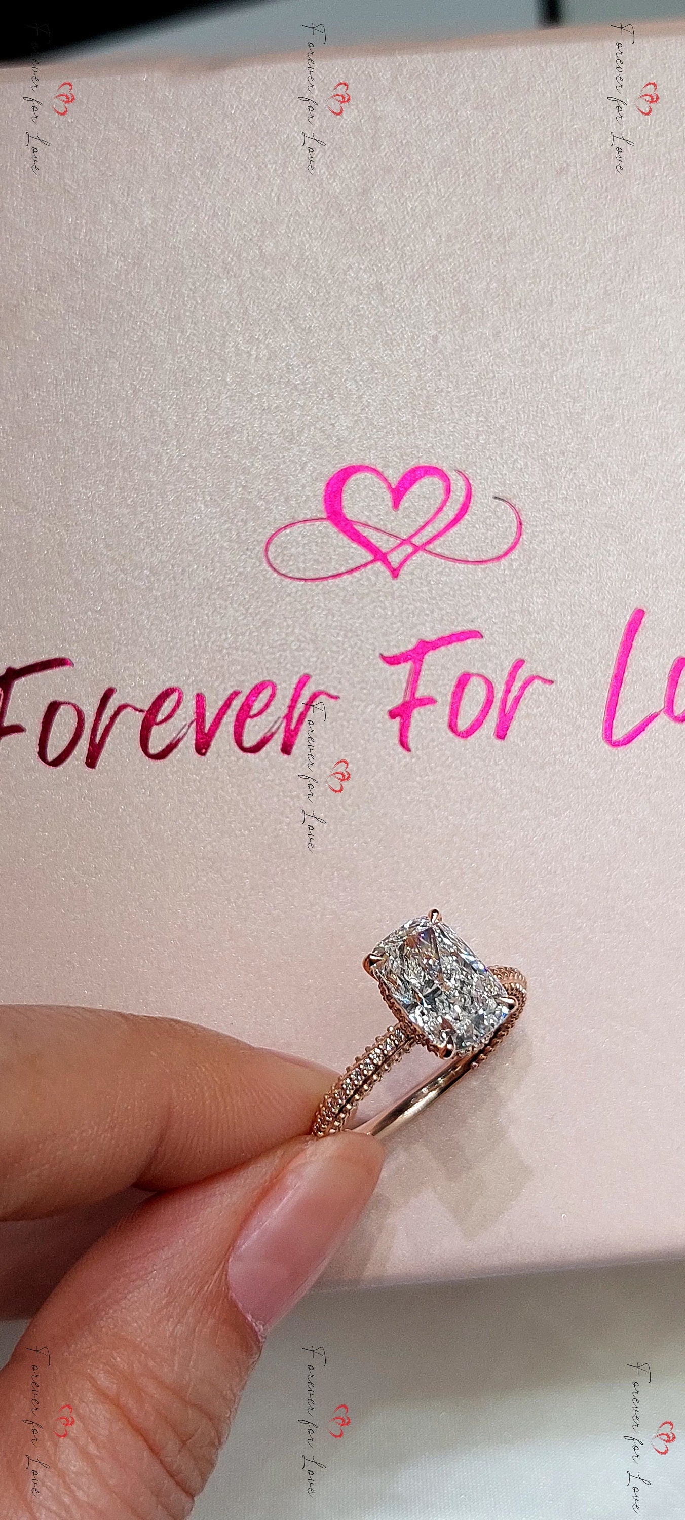 3 Ct IGI Certified Cushion Lab Diamond Hidden Halo Engagement Ring