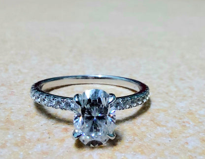 GIA Certified Oval Natural Diamond Solitaire Engagement Ring