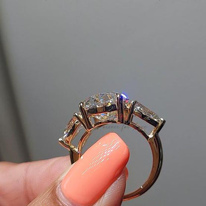 12 Ct IGI Certified Oval Diamond Three Stone Engagement Ring