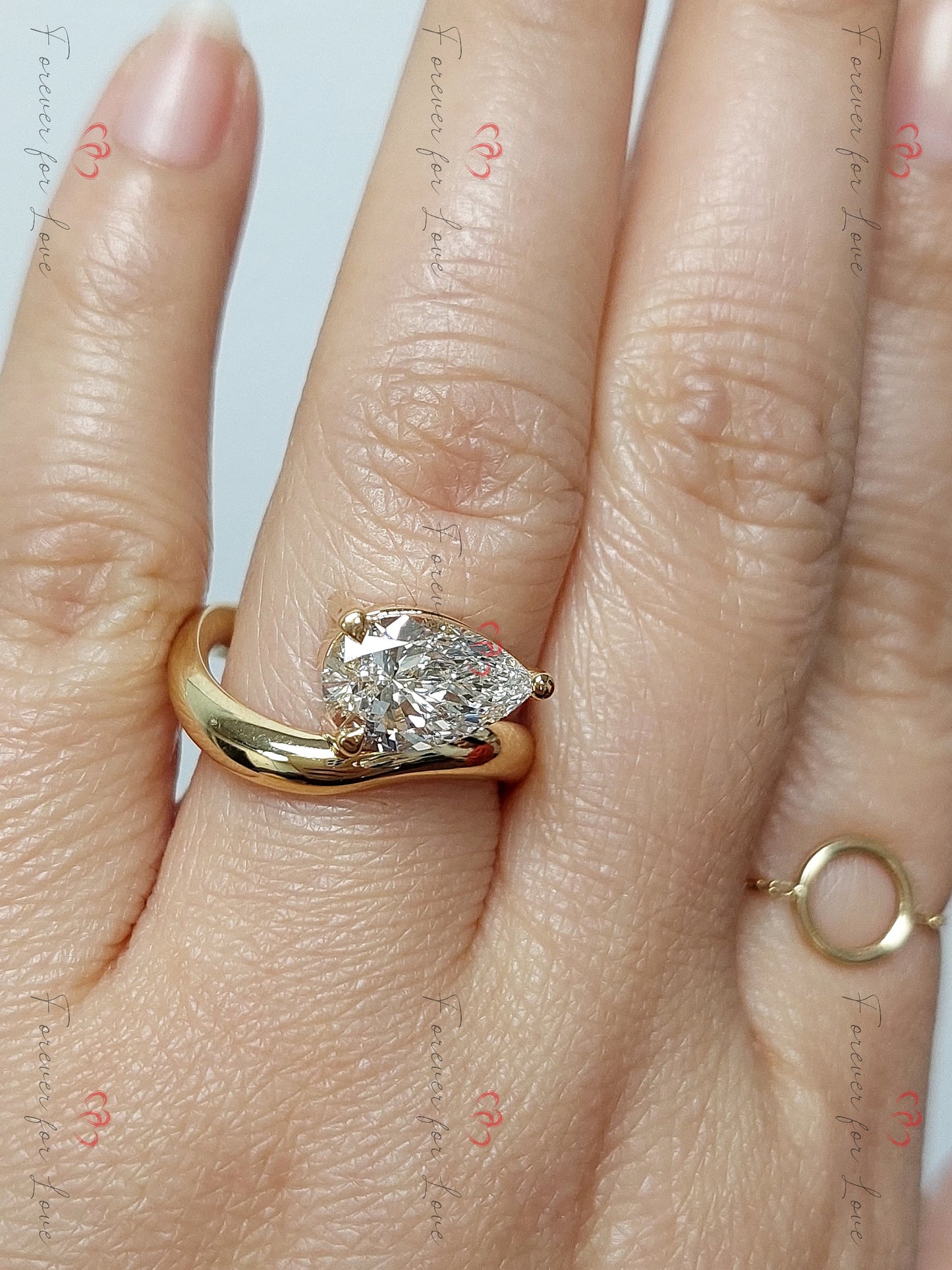 3 Ct Pear Lab Diamond Solitaire Engagement Ring Pear cut 1Ct Moissanite Brilliant Cut engagement ring in 935 Argentium Silver — custom handcrafted by Forever For Love