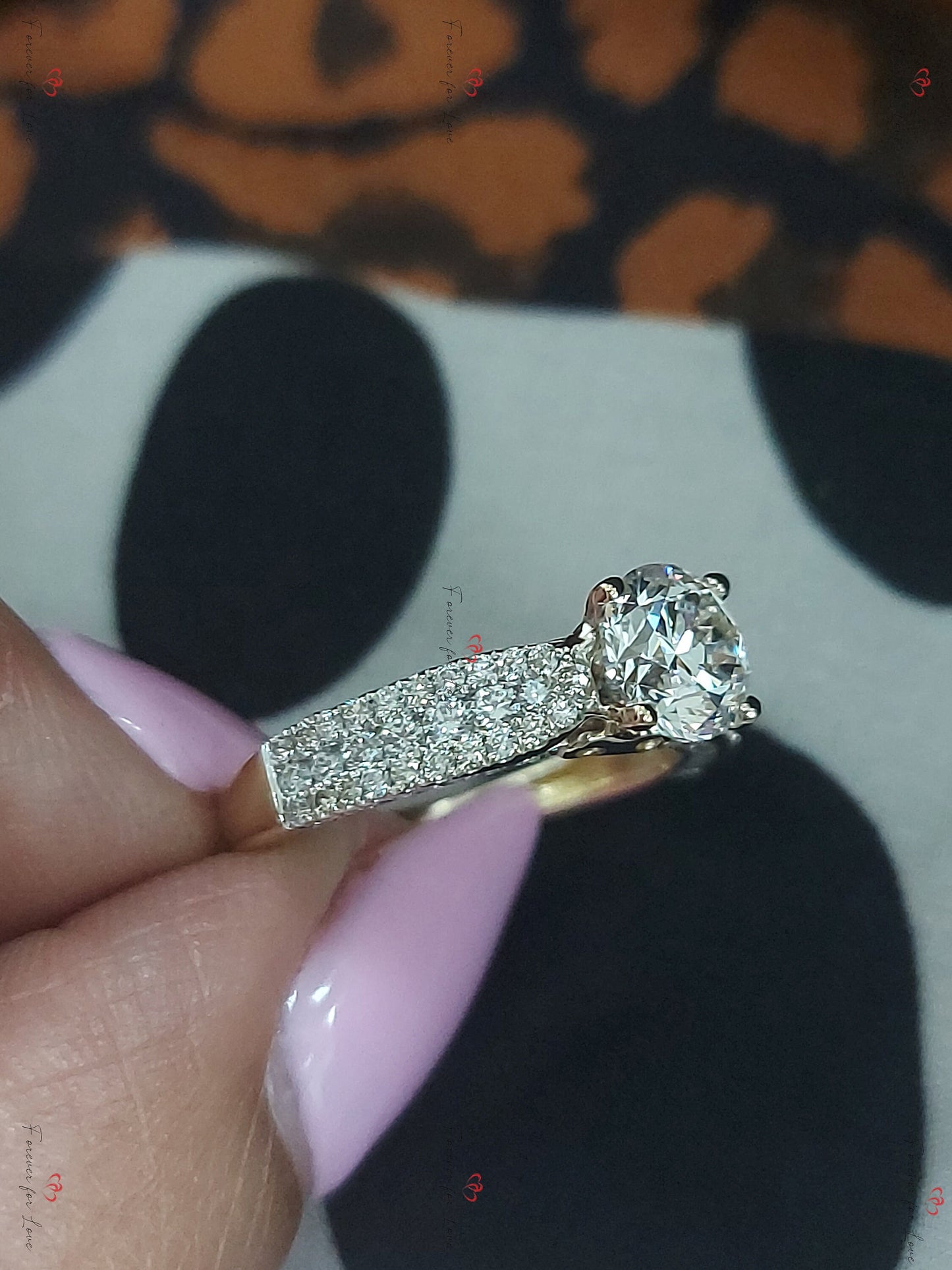 1 Ct Round Natural Diamond Solitaire Engagement Ring Round cut 1Ct Moissanite Brilliant Cut engagement ring in 935 Argentium Silver — custom handcrafted by Forever For Love