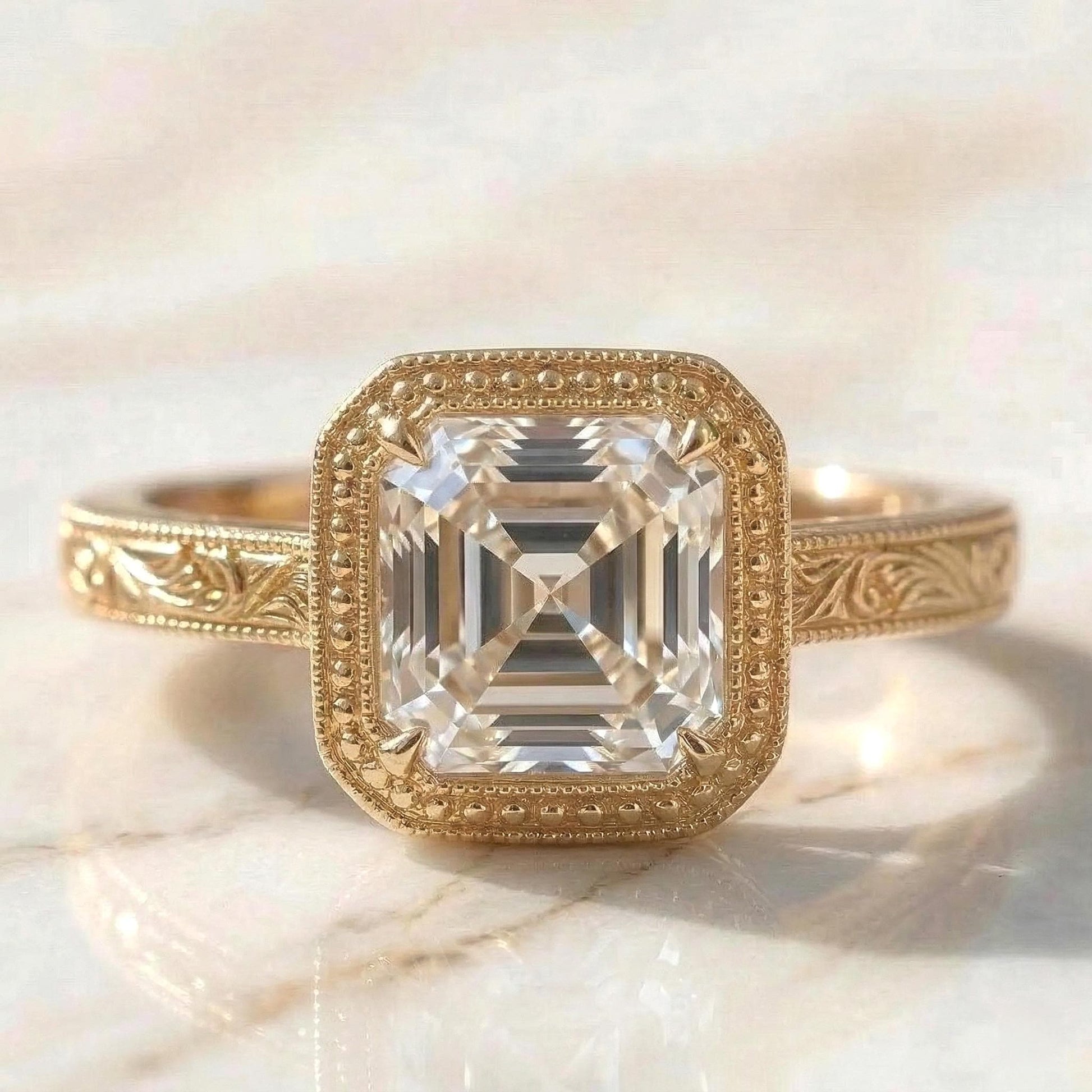 IGI Certified Asscher Lab Diamond Engagement Ring