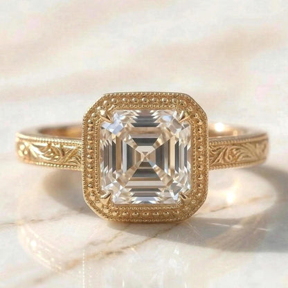 IGI Certified Asscher Lab Diamond Engagement Ring
