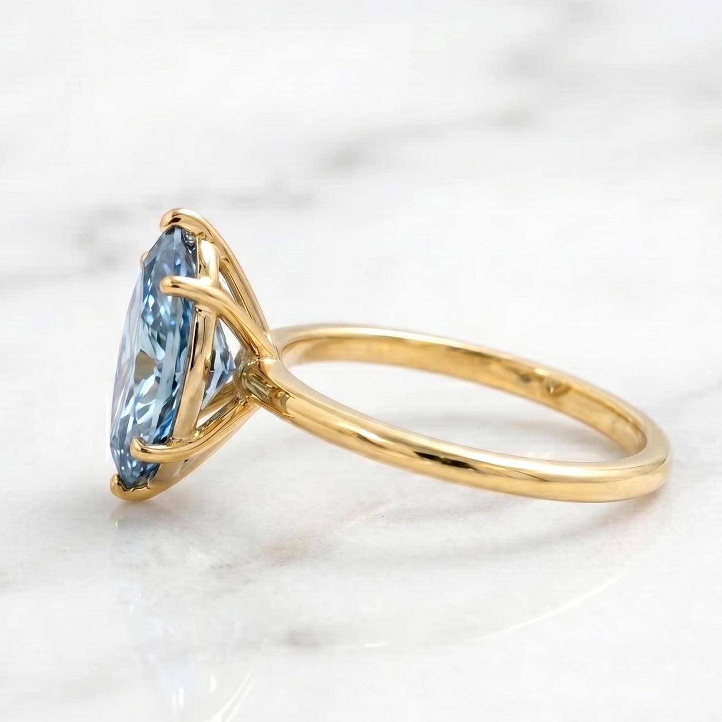 2.5 Ct Marquise Aquamarine Engagement Ring Marquise cut 1Ct Natural Aquamarine engagement ring in 935 Argentium Silver — custom handcrafted by Forever For Love