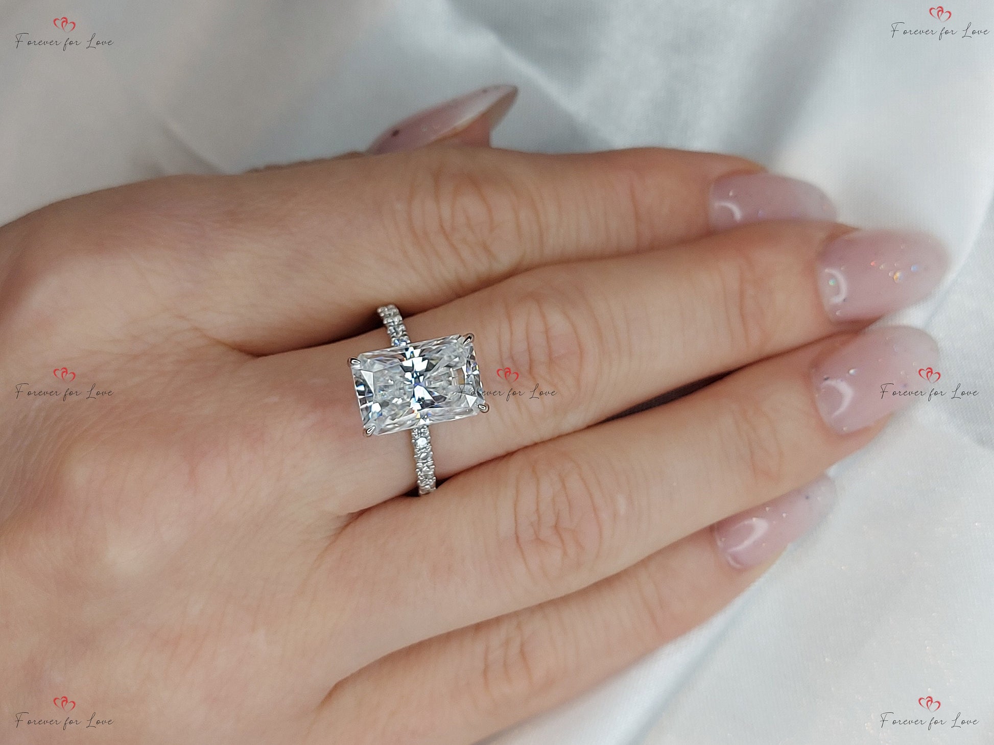 5 Ct Radiant Moissanite Solitaire Engagement Ring