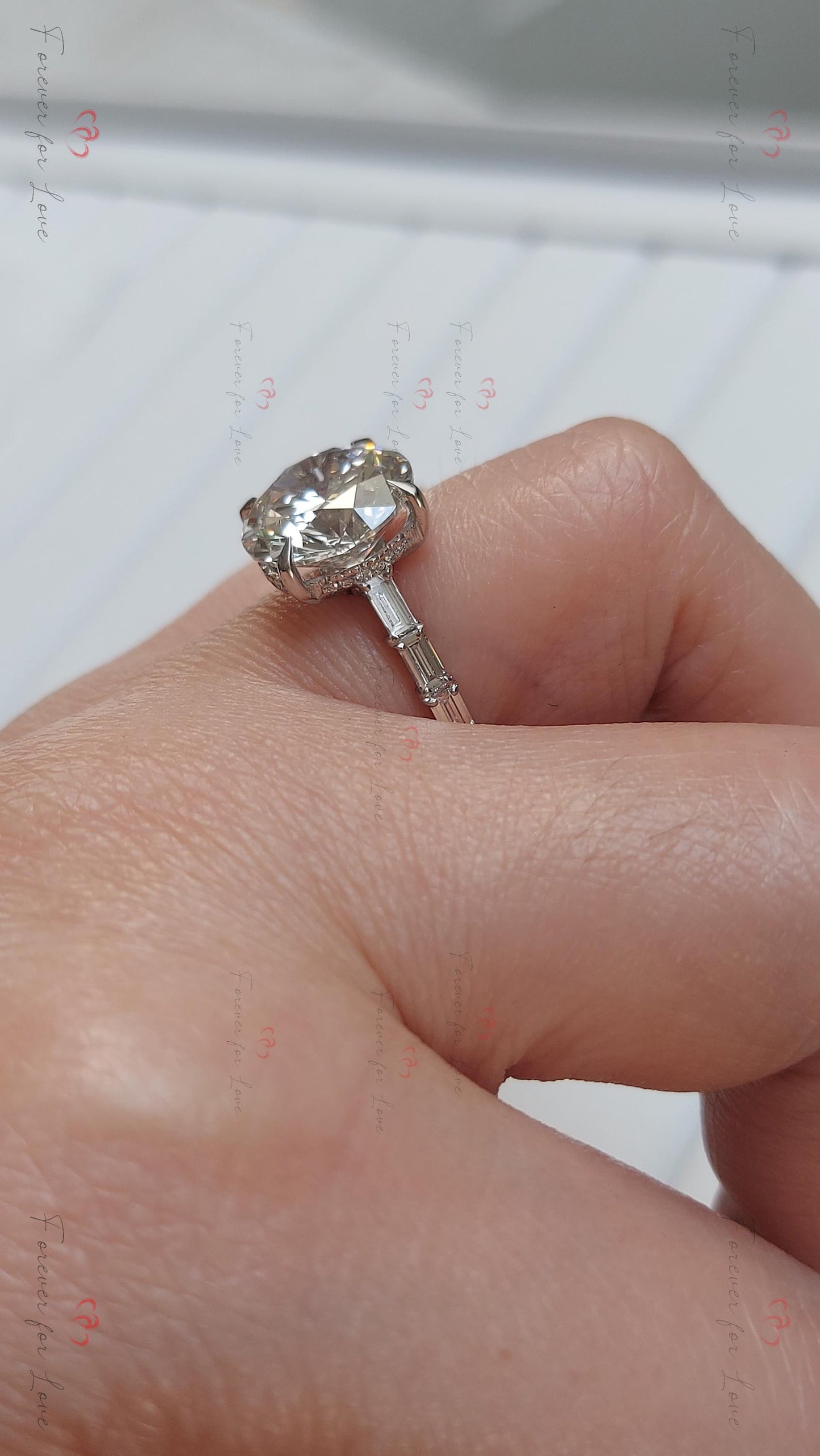 6 Ct Round Lab Diamond Solitaire Engagement Ring Round cut 1Ct Moissanite Brilliant Cut engagement ring in 935 Argentium Silver — custom handcrafted by Forever For Love