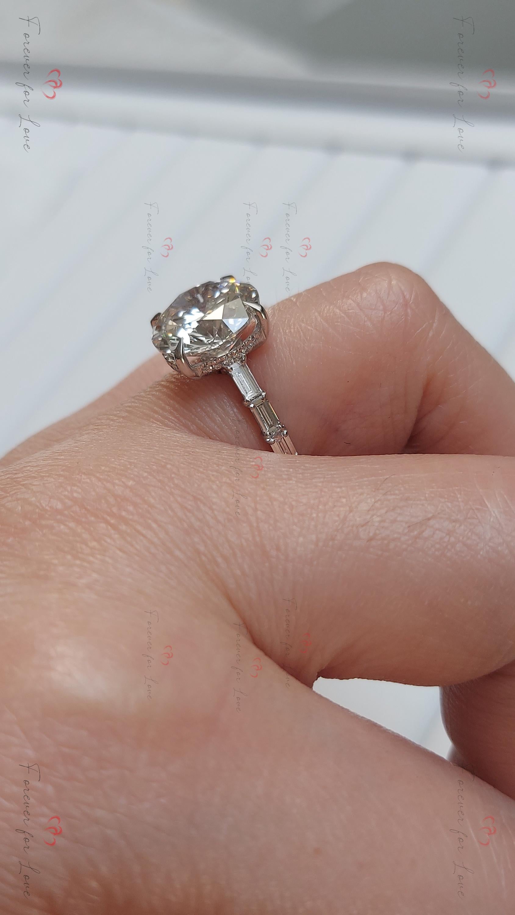 6 Ct Round Lab Diamond Solitaire Engagement Ring