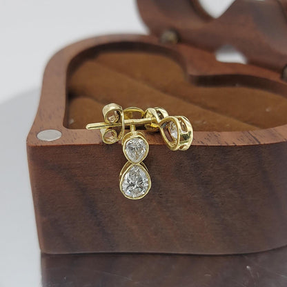 14k Gold Pear cut Diamond Earrings , Lab Diamond Studs, Lab Grown Diamond, Solid Gold Studs, Perfect Gift