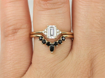 1.05 Ct Emerald Diamond, Moissanite Engagement Ring
