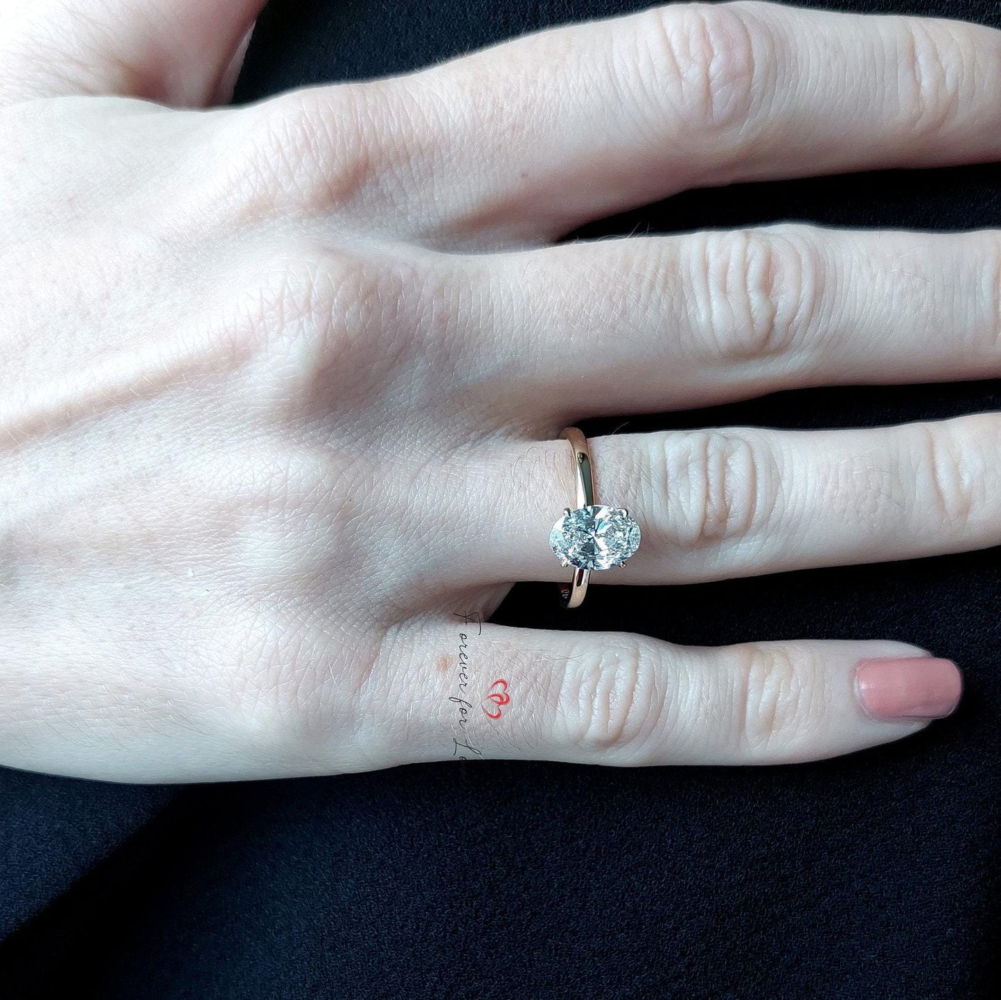 1.5 Ct IGI Certified Oval Lab Diamond Hidden Halo Engagement Ring Oval cut 1Ct Moissanite Brilliant Cut engagement ring in 935 Argentium Silver — custom handcrafted by Forever For Love