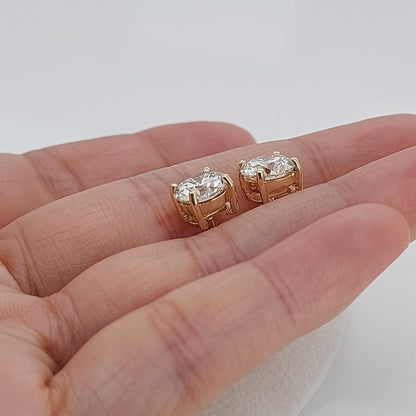 Boucles d'oreilles clous en or jaune avec diamants ronds de laboratoire totalisant 4 carats, clous en diamant, véritables clous en diamant pour anniversaire, cadeau de Saint-Valentin pour elle