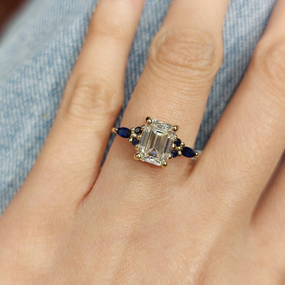 Emerald Diamond, Sapphire Engagement Ring