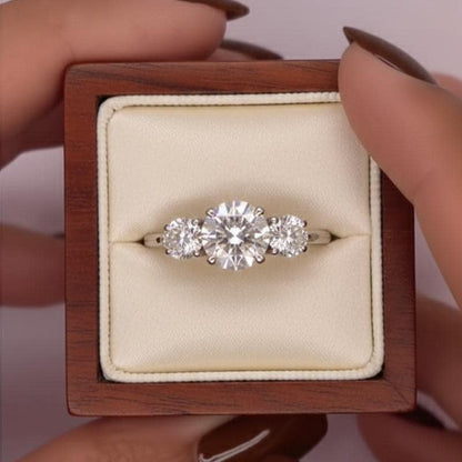 3 Ct IGI Certified Lab Diamond Three Stone Engagement Ring