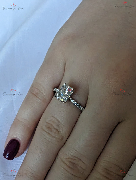 2.44 Ct IGI Certified Radiant Diamond Hidden Halo Engagement Ring