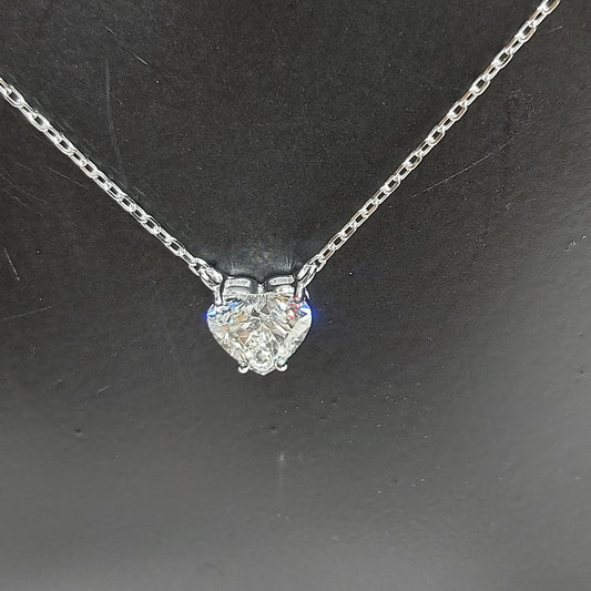 1 Carat Certified Heart diamond Necklace, 14k Yellow Gold, Dainty Minimalist Heart Pendant, Diamond Womens Necklace, Special Gift For Her.